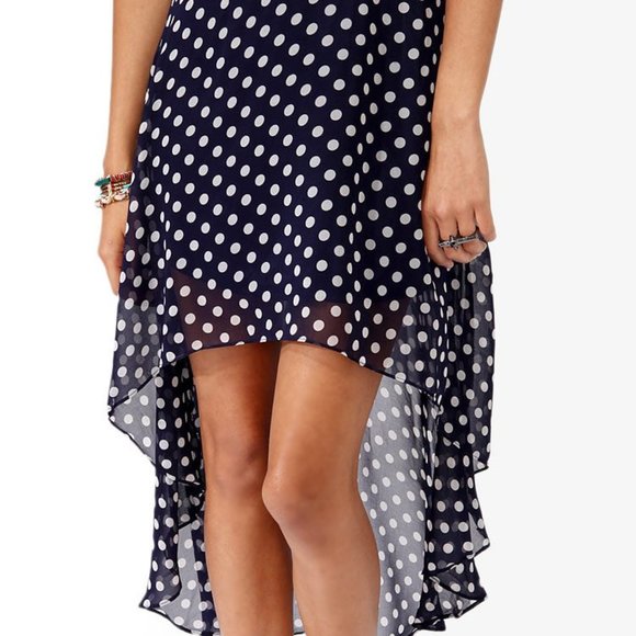 Forever 21 Dresses & Skirts - Forever 21 high-low blue/white polka dot skirt